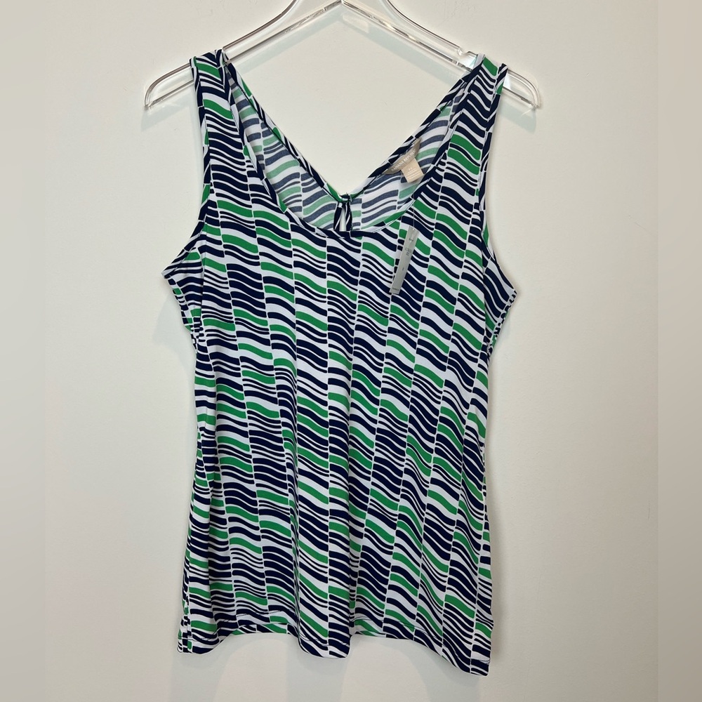 New Banana Republic
Sleeveless Keyhole Tank Top
Navy Blue Green 
Sz Medium